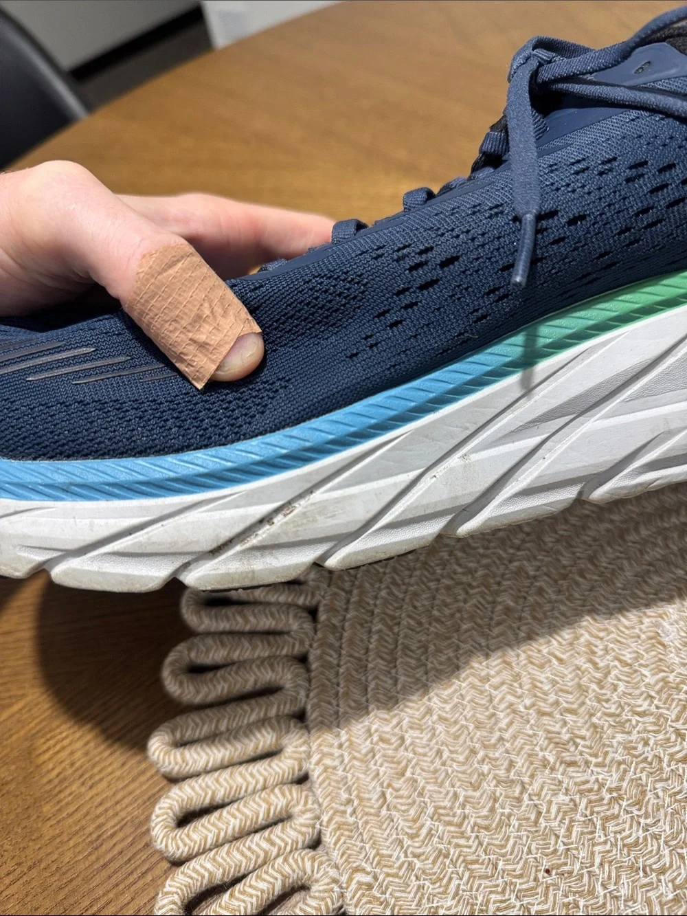 Hoka One One mens 15 blue Clifton 7 mesh lightweight sneaker shoes EUC